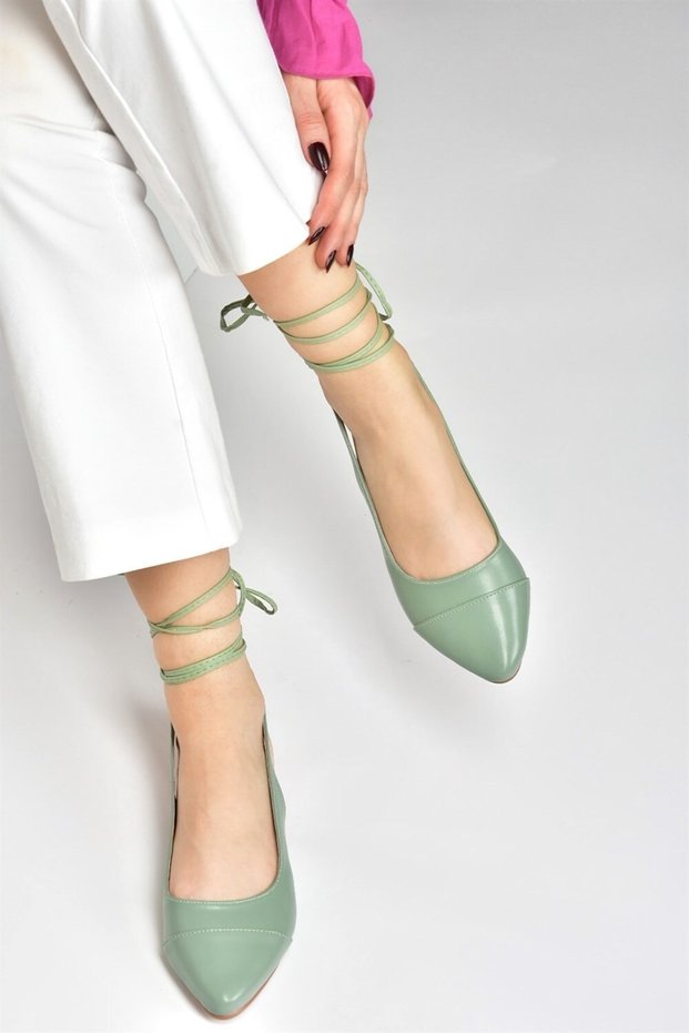 Green Women's Ballerina Ballerina with Ankle Strap M726890209