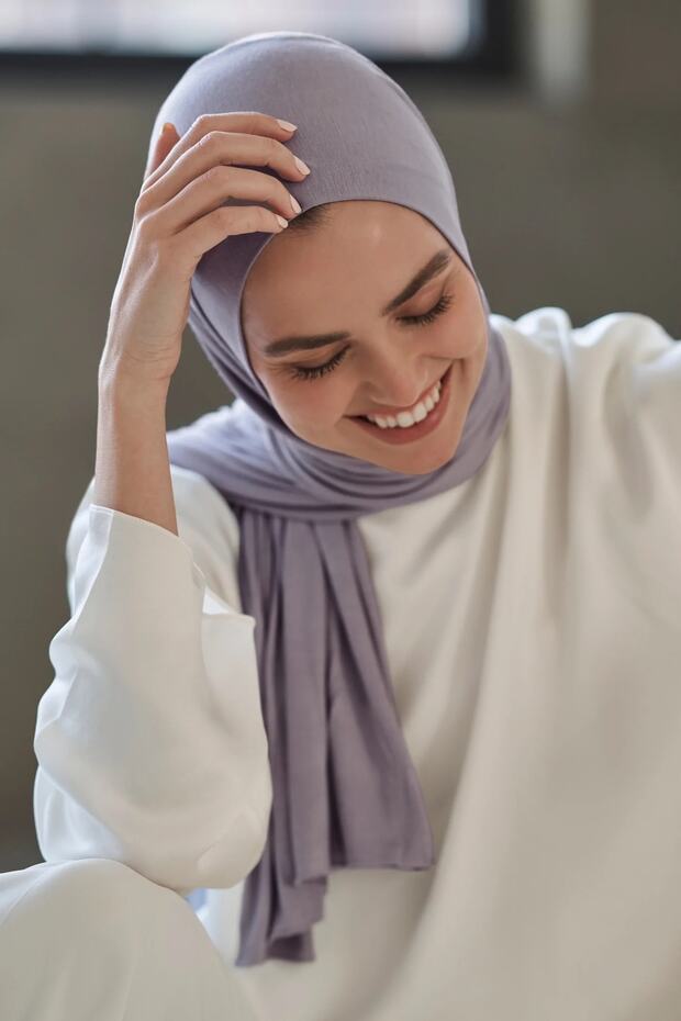 شال قطن ممشط -رمادي بنفسجي- - 1