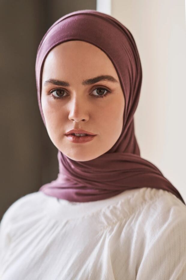 شال قطن ممشط - بني وردي - - 1