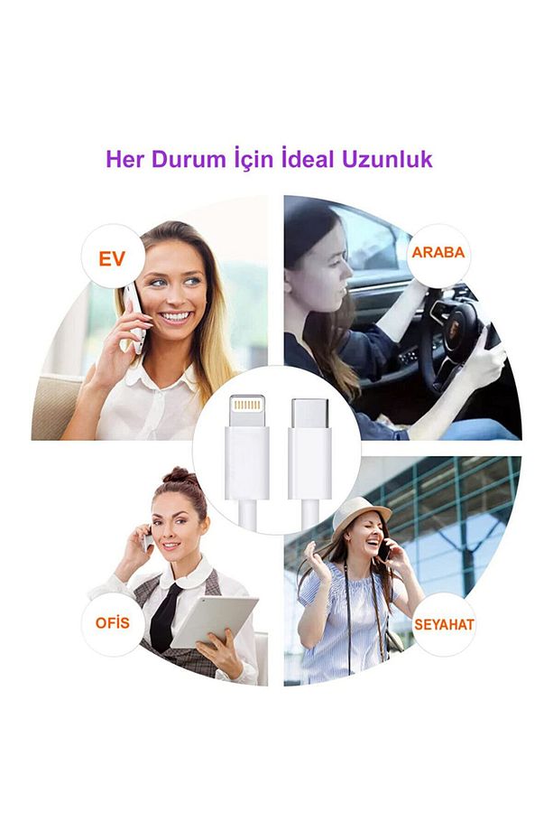 Type-c (usb) To Lightning Iphone Ile Uyumlu 1 Metre Şarj Kablosu Beyaz - 2