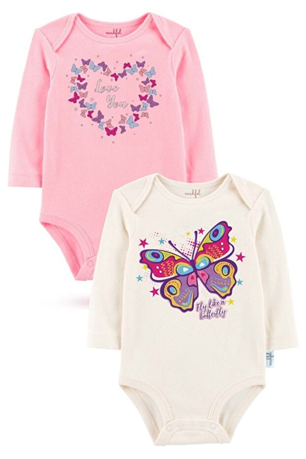2-Piece 100% Cotton Organic Printed Snap Fastener Baby Bodysuit
