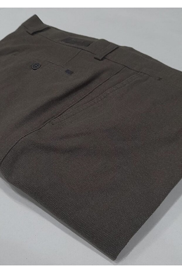 Cotton Woven Patterned Large Size Brown Men's Trousers