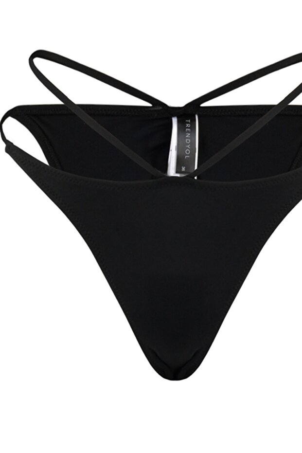 Siyah Biyeli Brazilian Normal Bel Bikini Altı TBESS23BA00032 - 7