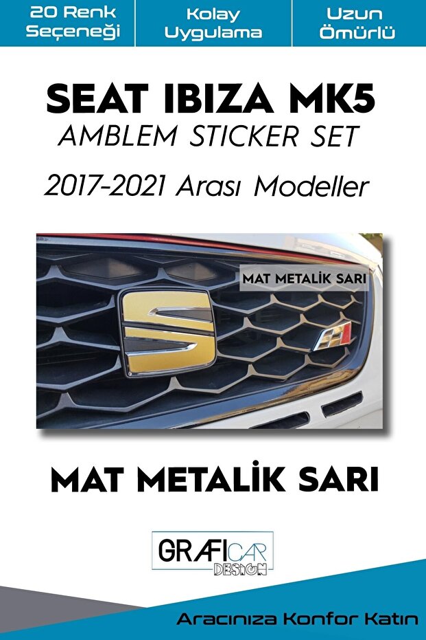 مجموعة ملصقات غطاء شعار سيات إيبيزا Mk5-2017-2021/بدون مكياج