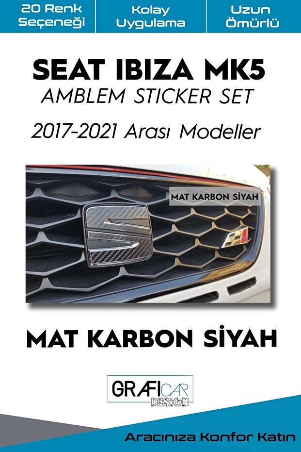مجموعة ملصقات غطاء شعار سيات إيبيزا Mk5-2017-2021/بدون مكياج