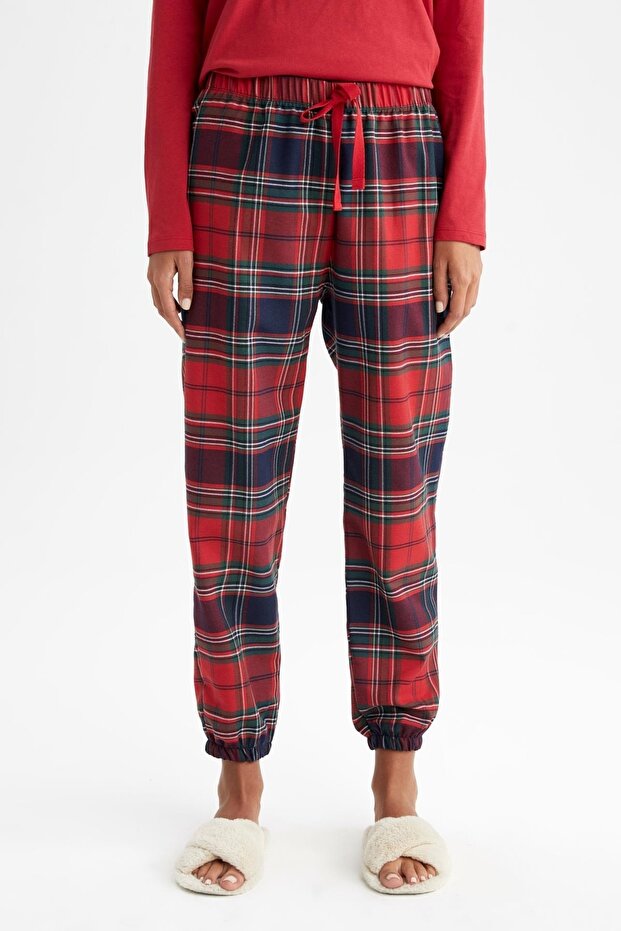 Fall In Love Yılbaşı Temalı Kırmızı Flanel Pijama Altı - 3