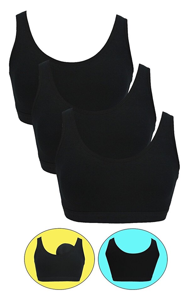 Women's Cotton Bra - 3 Pieces, Thick Sling, Padded Gathering, Half Undershirt