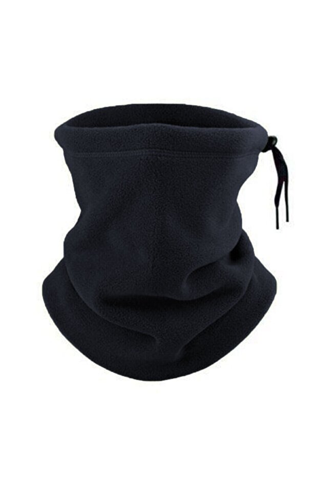 Women Men Fleece Neck Collar Winter Drawstring Beanie Thermal Warm Unisex