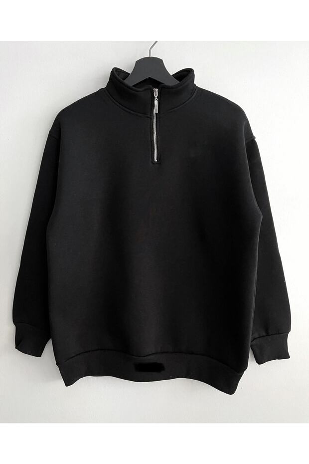 Black Half Zipper Sweatshirt