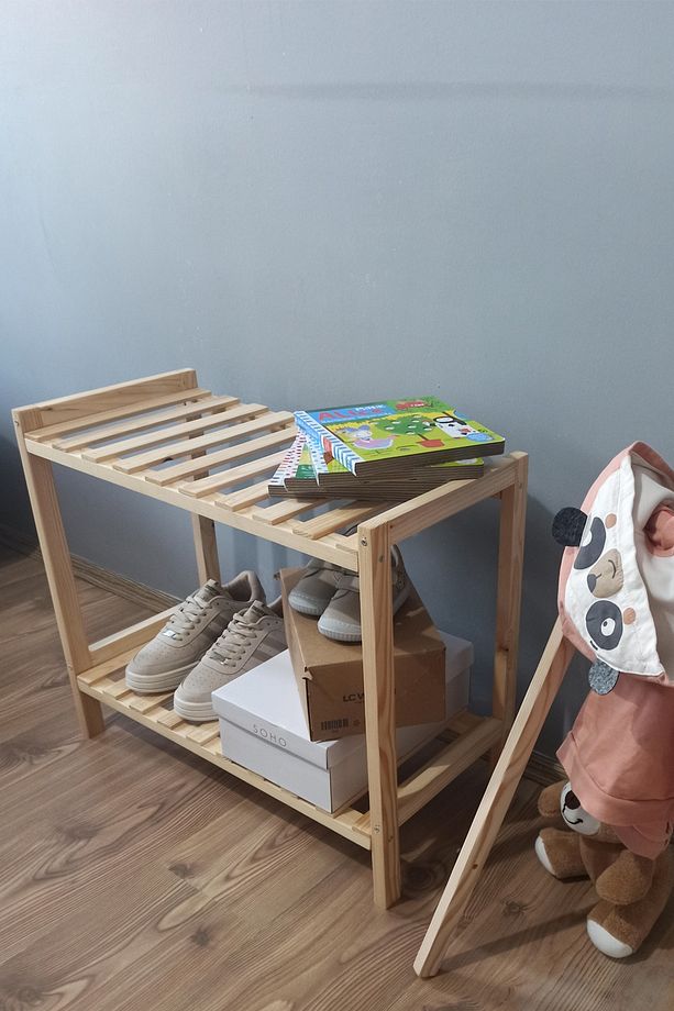 2 Katlı Ayakkabılık, Çok Amaçlı Ahşap Raf Ayakkabılık - 6