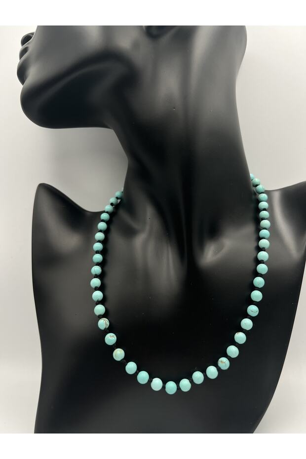 Certified Natural Stone Turquoise Stone Necklace Aaa Quality 6mm