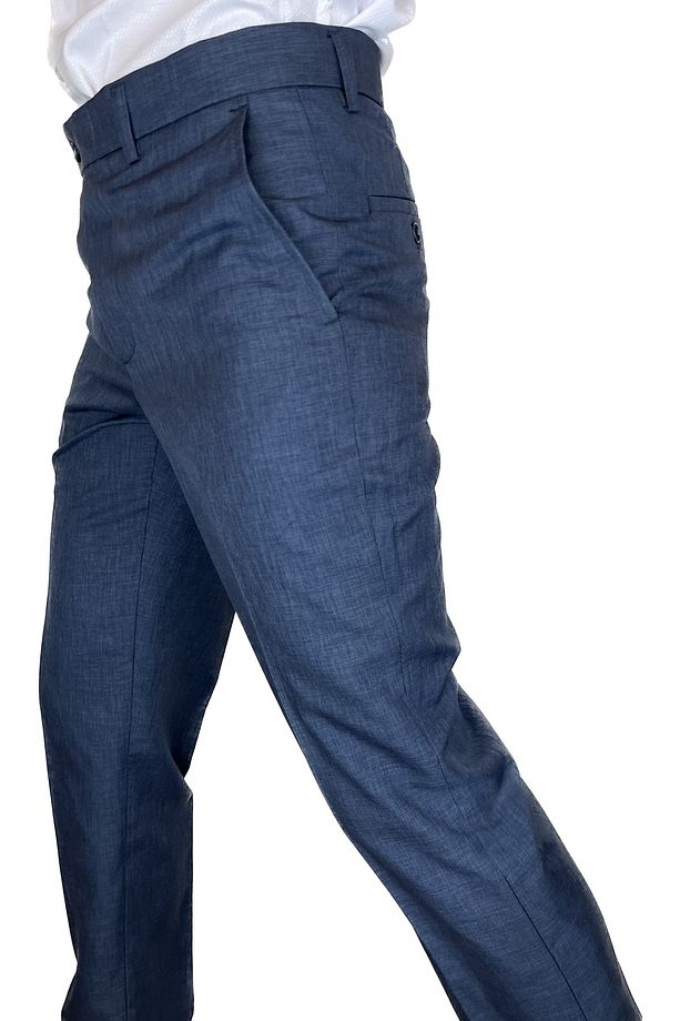Erkek Mavi Klasik Kumaş Pantolon - 4