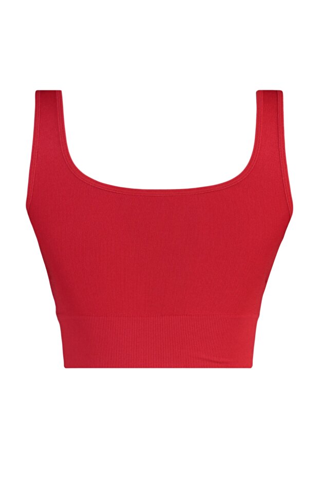 Kırmızı Seamless/Dikişsiz Destekli/Şekillendirici Kalın Askılı Örme Spor Sütyeni TWOAW23SS00019 - 8