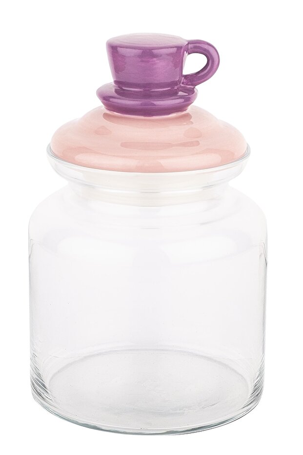 Pink Mug Ceramic Jar with Lid 1085ml