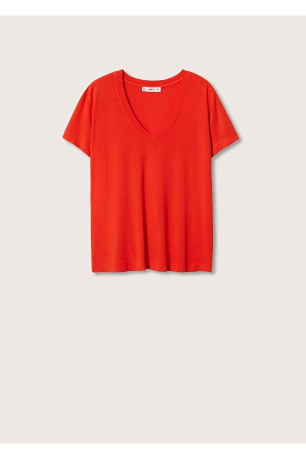 V Yaka Dökümlü Tişört - 3