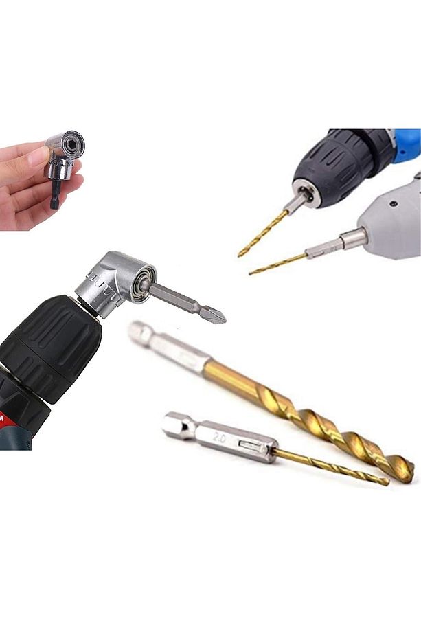 Altıgen 1/4 Hex Bit Uzatma Adaptörü 5li Titanyum Matkap Ucu Seti Köşe Delme Vidalama Aparatı Altıgen - 2