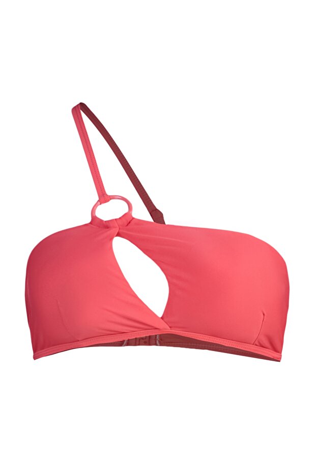 Kırmızı Tek Omuz Cut Out Detaylı Bikini Üstü TBESS23BU00135 - 7