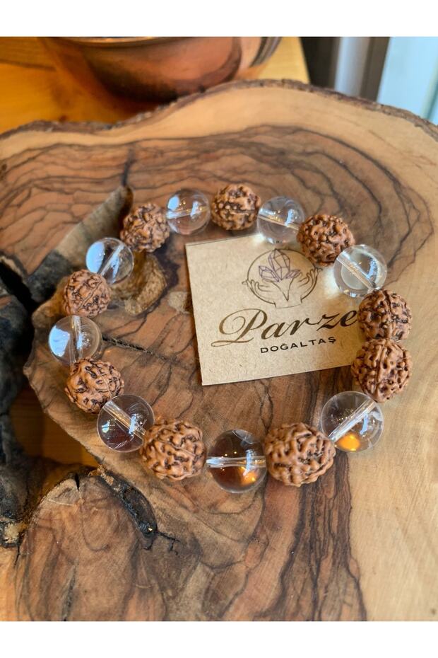 Rudraksha Seed And Crystal Quartz Bracelet