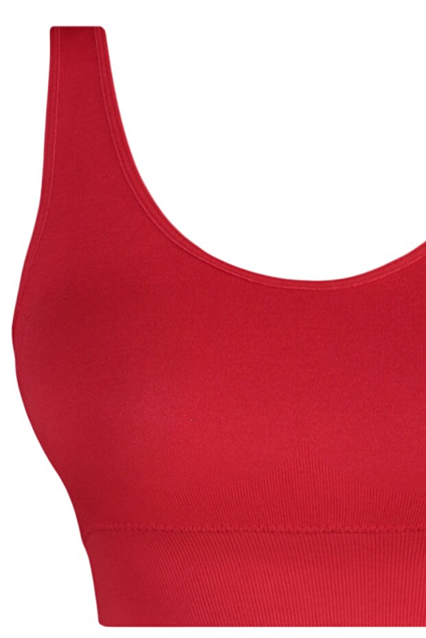 Kırmızı Seamless/Dikişsiz Destekli/Şekillendirici Kalın Askılı Örme Spor Sütyeni TWOAW23SS00019 - 7