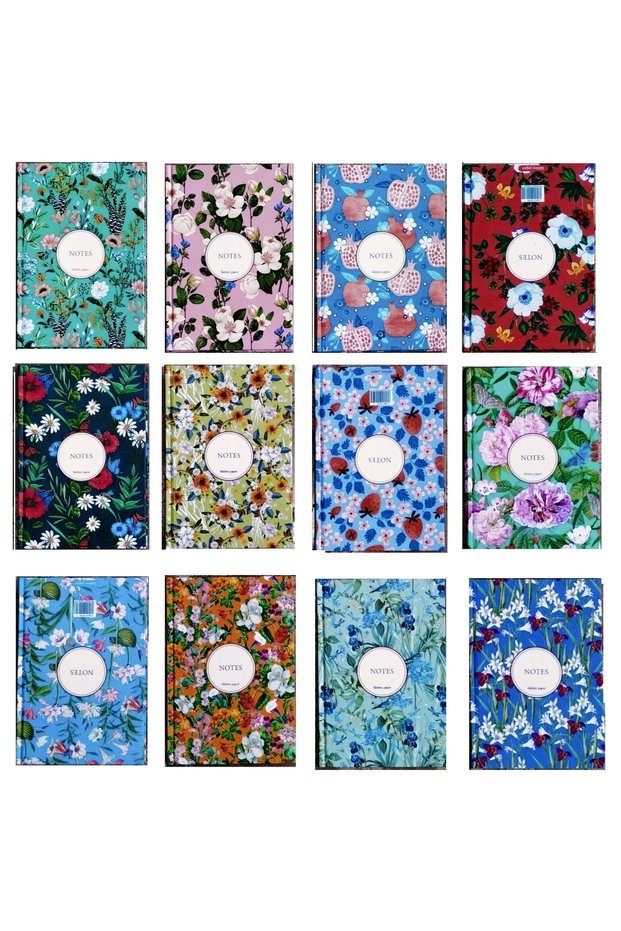Cloth Bound Colorful Notebooks 12 Pieces