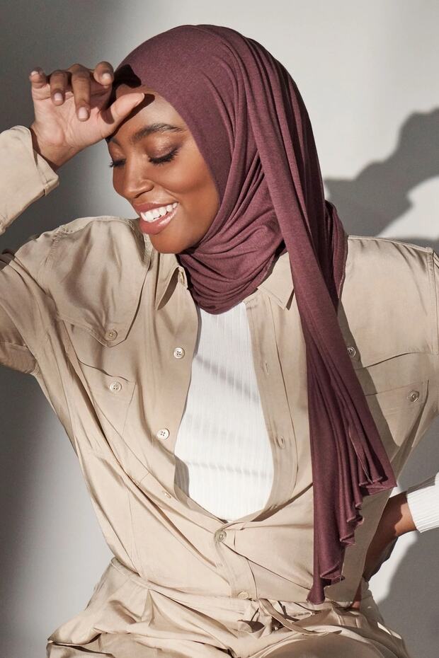 شال قطن ممشط - بني وردي - - 5