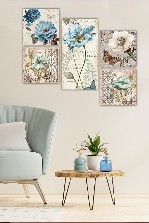 Collage Style 5 Parçalı MDF Tablo ATF182 - 1