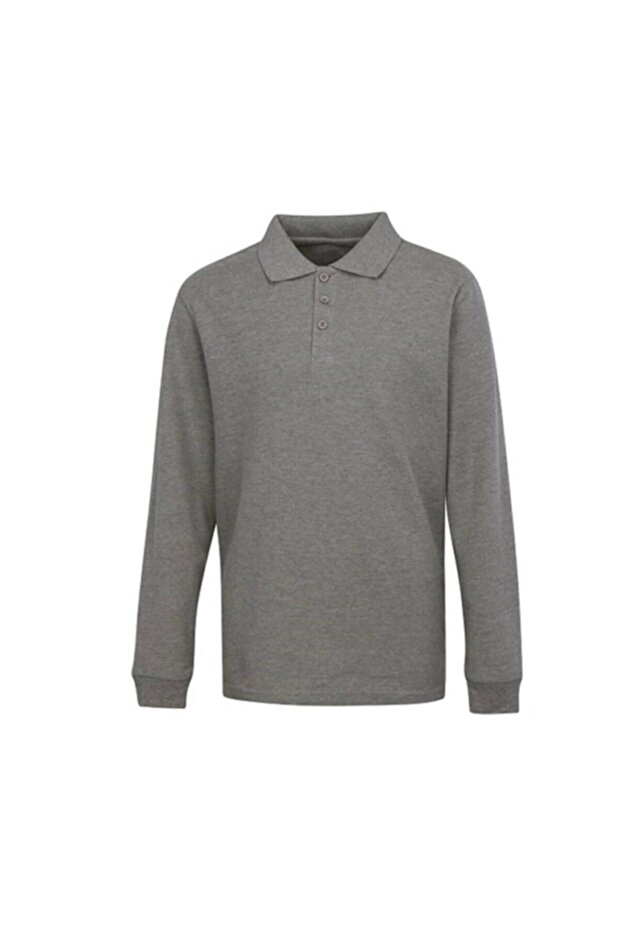 Gray Long Sleeve Polo Neck T-shirt