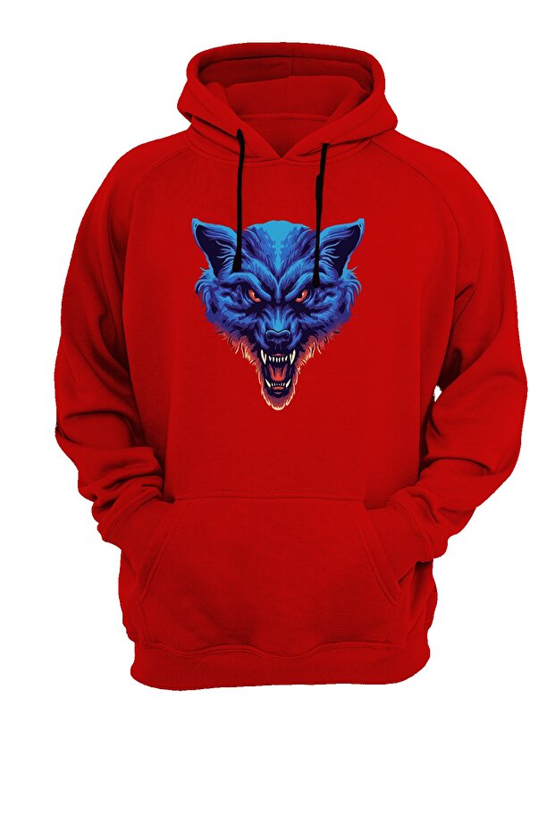 Wolf Printed Red Sweatshirt - 1