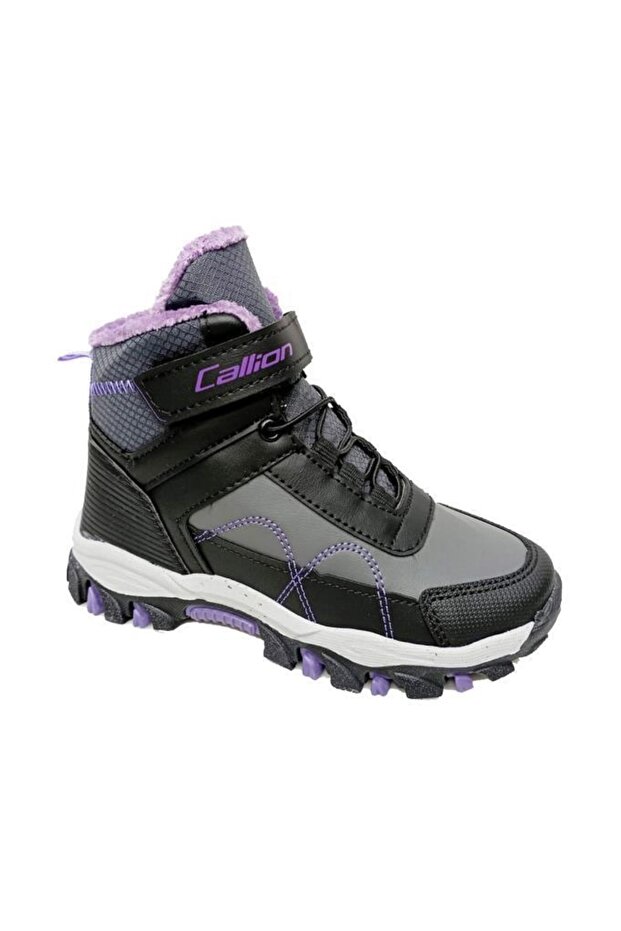06f Leather Girl's Sneakers Boots Smoke Black Lilac