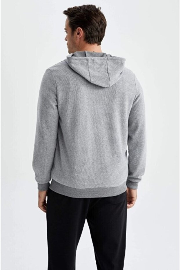 Regular Fit Kapüşonlu Fermuarlı Sweatshirt - 5