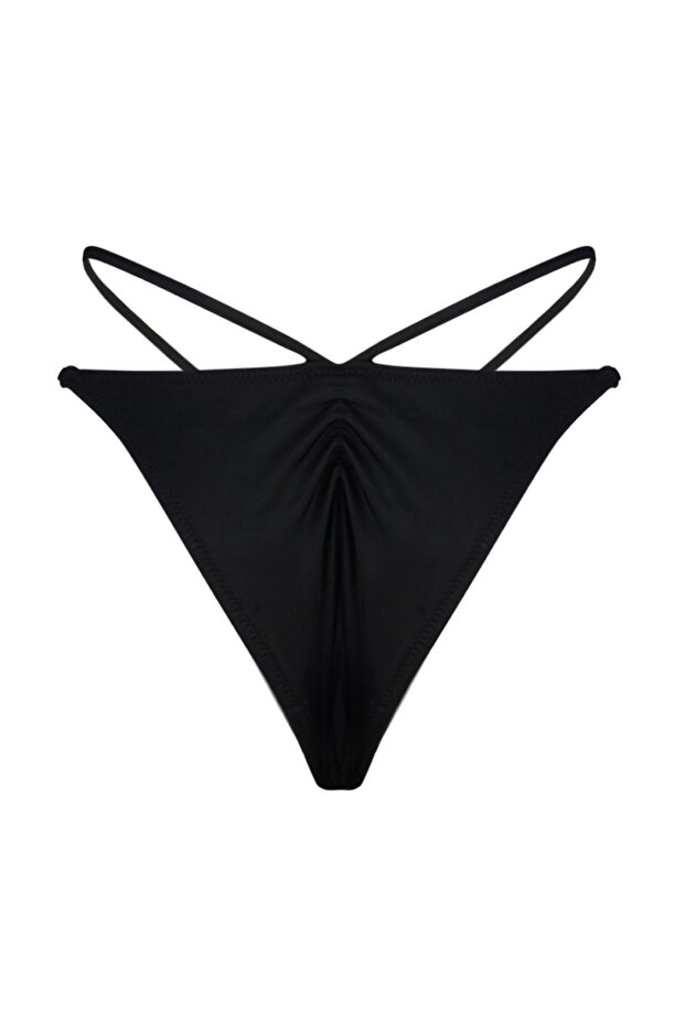 Siyah Biyeli Brazilian Normal Bel Bikini Altı TBESS23BA00032 - 8