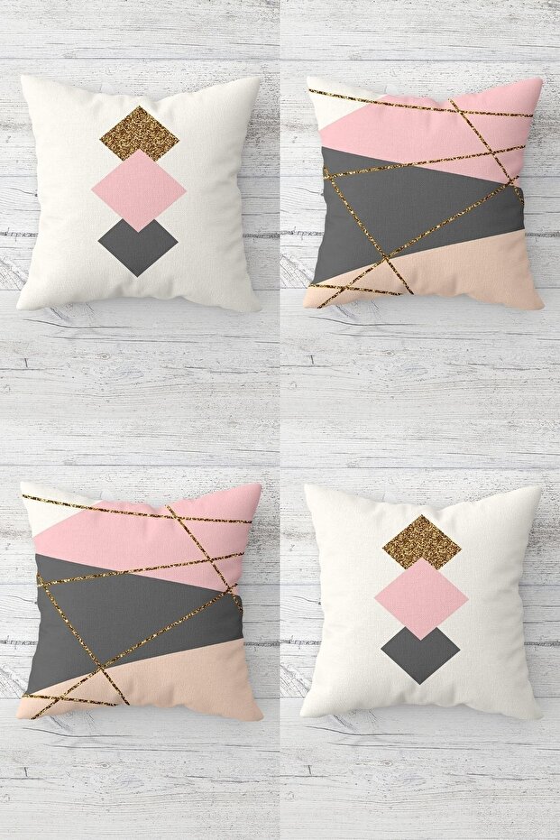 Geometric Triangle Patterned Hidden Zippered Throw Pillow Cover Sofa Pillow Cover Set (4pcs)