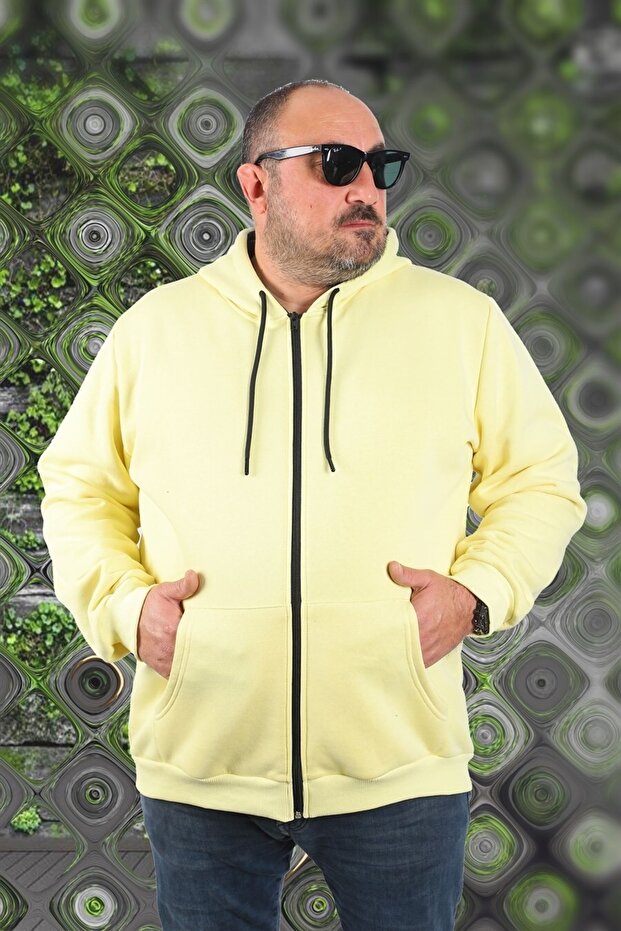 Large Size Unisex Hooded 3ip Sweat 11701 Yellow