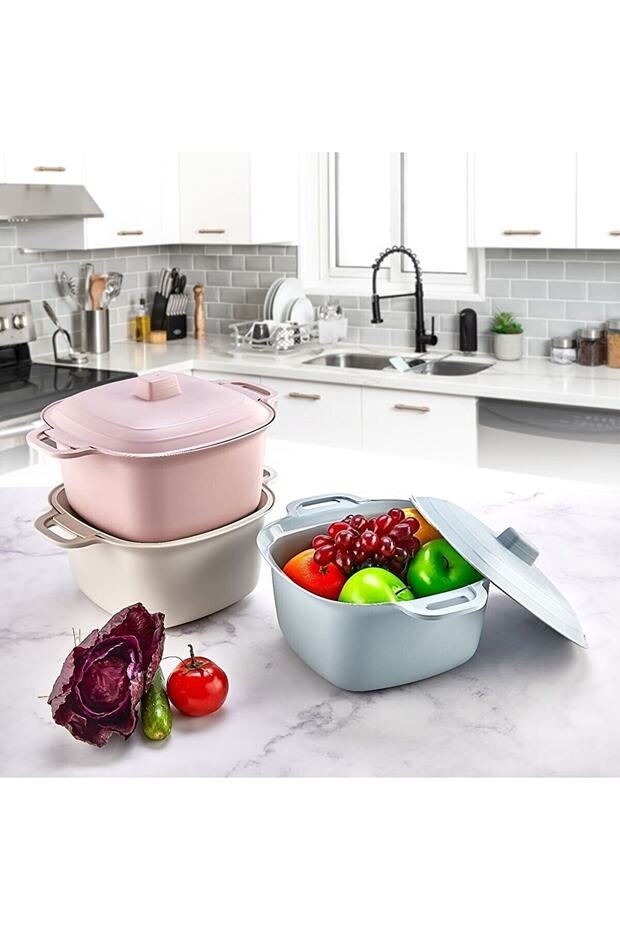 4 lt Plastic Pot with Lid Presentation Organizer Pot