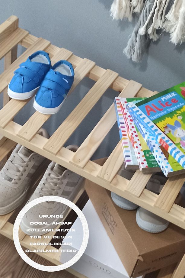 2 Katlı Ayakkabılık, Çok Amaçlı Ahşap Raf Ayakkabılık - 2