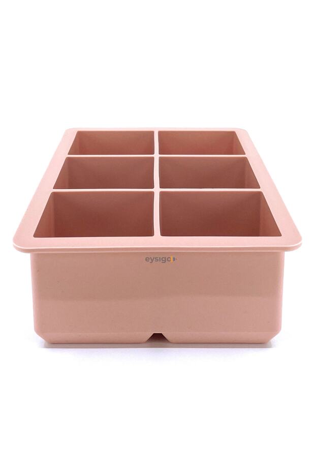 Silicone Multi-Purpose Large Size 6-Piece Cube Ice Mold with Lid, Powder - 4