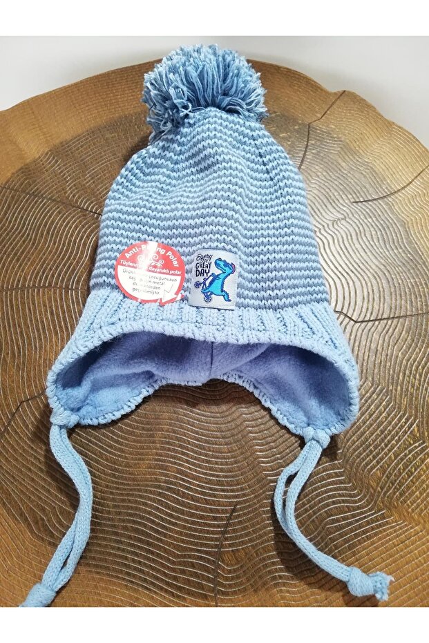 Baby Boy Fleece Lace-Up Beanie 22110-07-022 0-18 Months