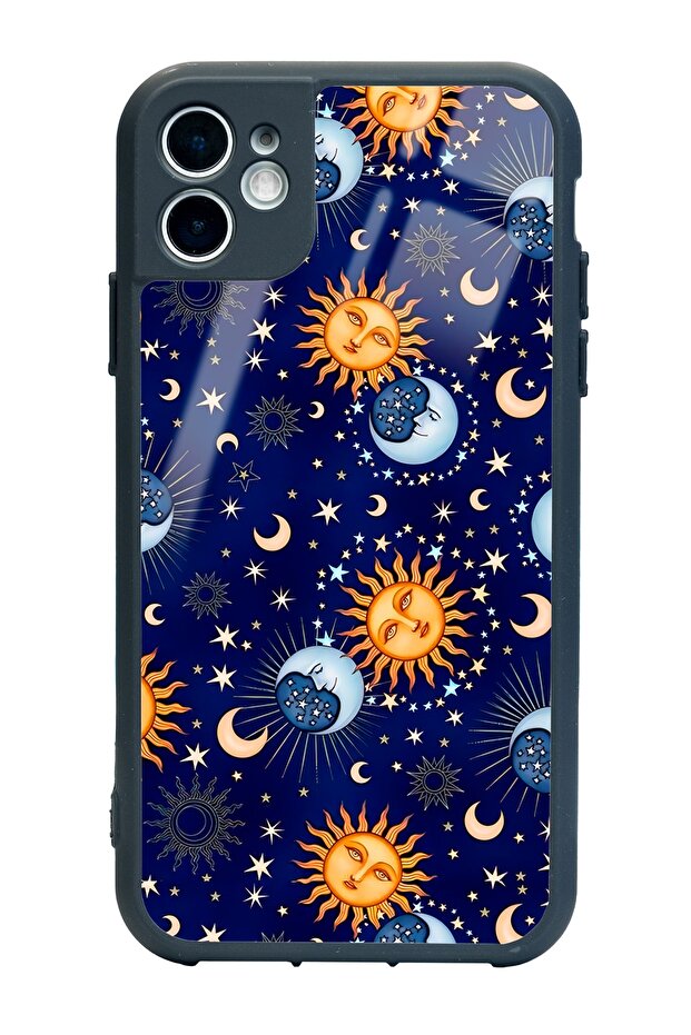 حافظة هاتف لامعة لهاتف آيفون 11 بتصميم Moon Sun Pajama