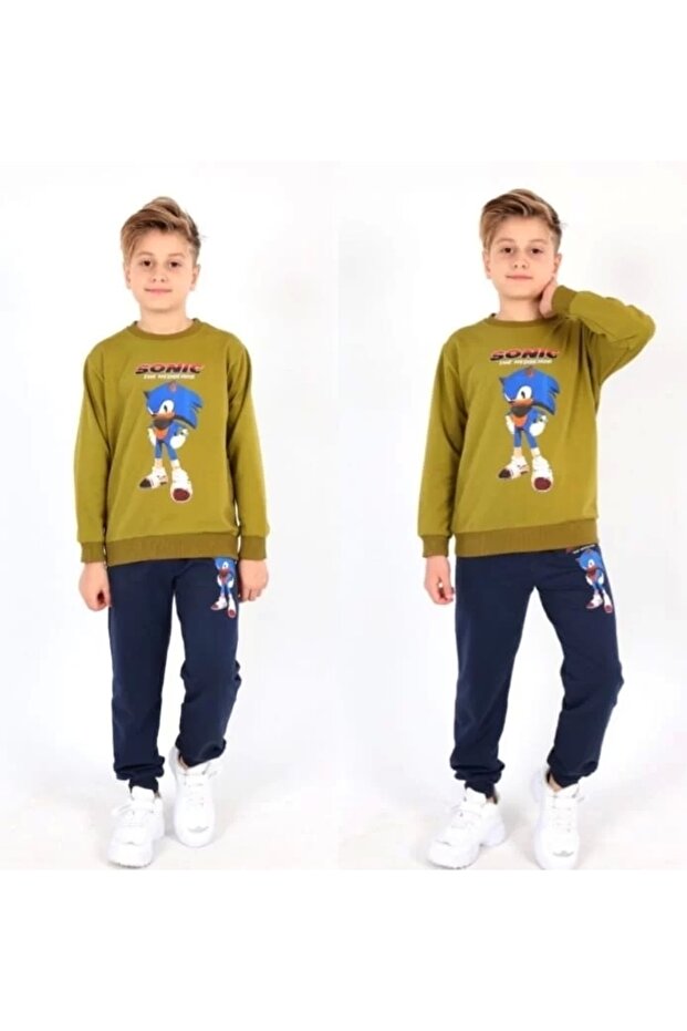 Boy's Sonic Printed Two Thread Combed Cotton Double Suit - 2