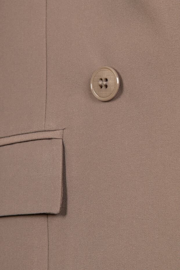 Yüksek Kaliteli Kumaştan Ipek Astarlı Blazer Ceket Vizon - 7