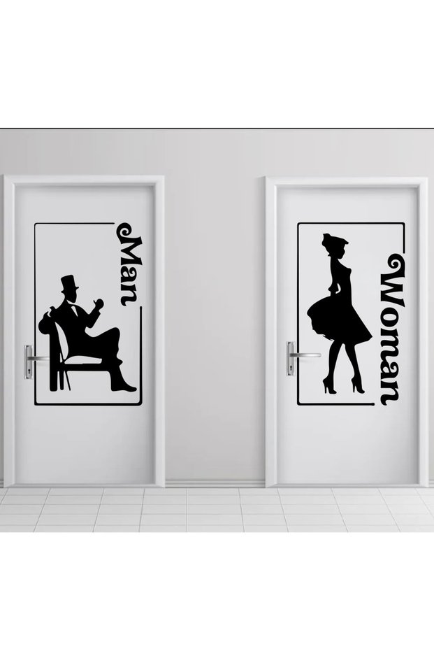 Toilet-Wc Door Gender Separator Sticker Adhesive Man-Women Female-Male Foil Label Arma Coating