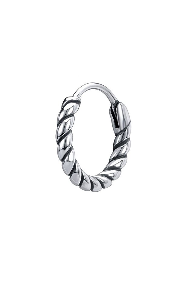 Modern Design Striped Twist Model Ring Snap-On 316l Steel Men's Earrings
