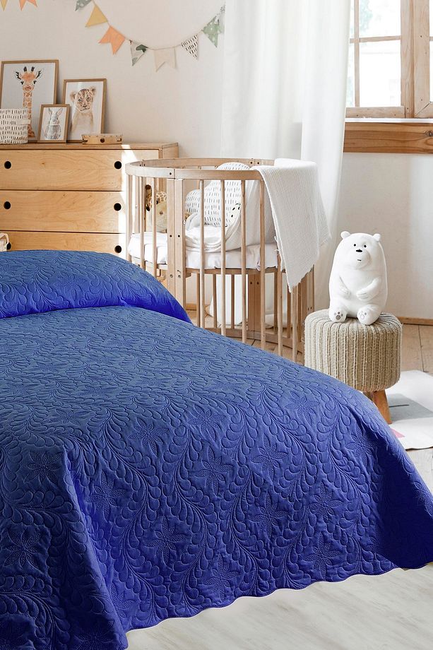 Ivy Lacivert Tek Kişilik Microfiber Kapitone Yatak Örtüsü - 2