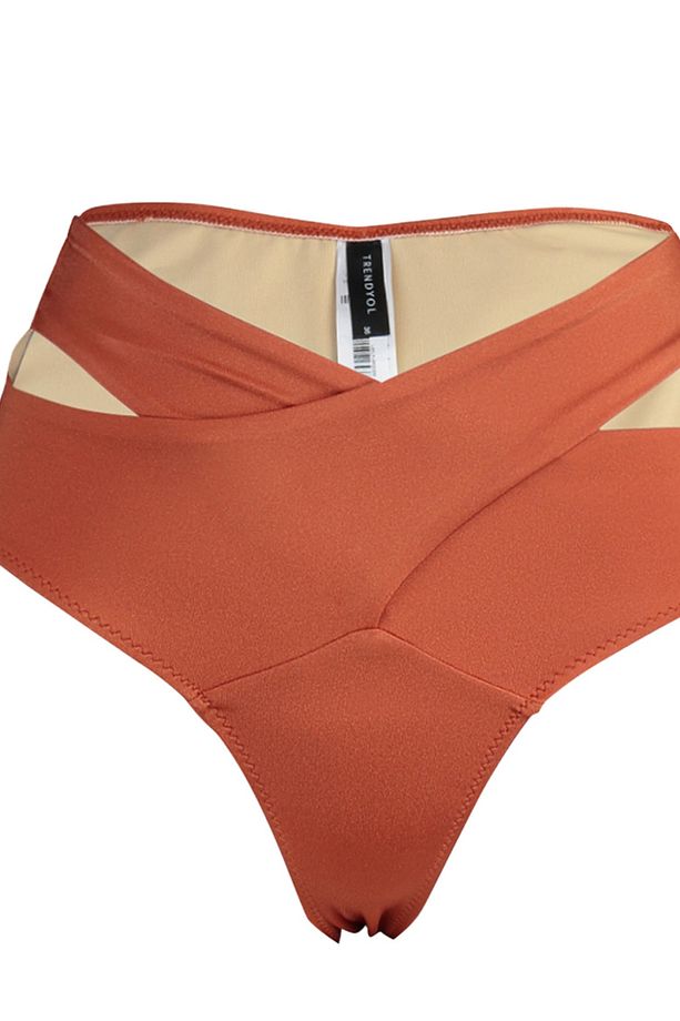 Kiremit Cut Out/Pencereli Yüksek Bel Regular Core Bikini Altı TBESS20BA0184 - 7