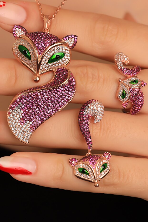 925 Ayar Gümüş Tilki Set - 2