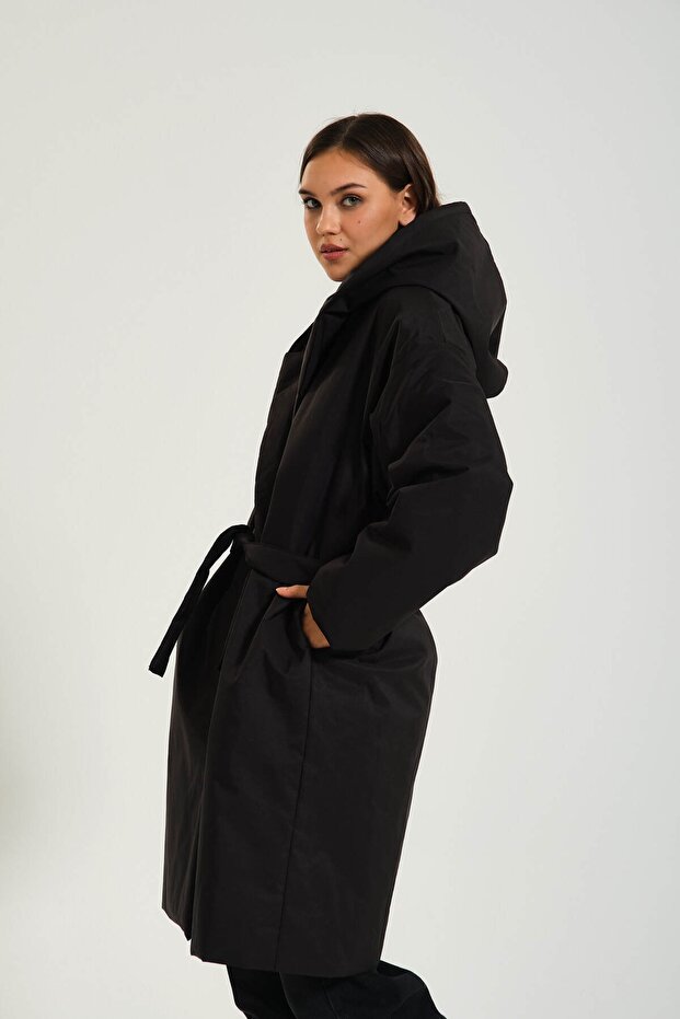 Kapuşonlu, Oversize Puffer Mont - 3