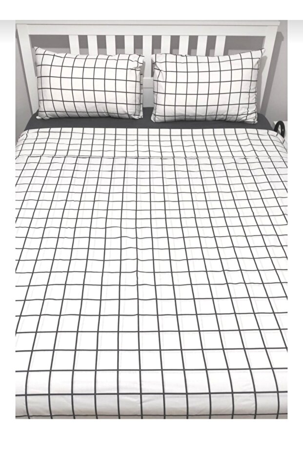 Double Checkered Duvet Cover Set Duvet Cover + Pillow Case 180x235