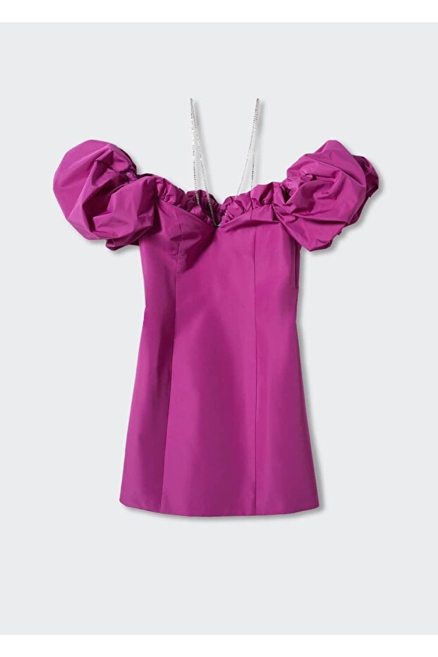 Kabarık Kollu Kısa Elbise - 3