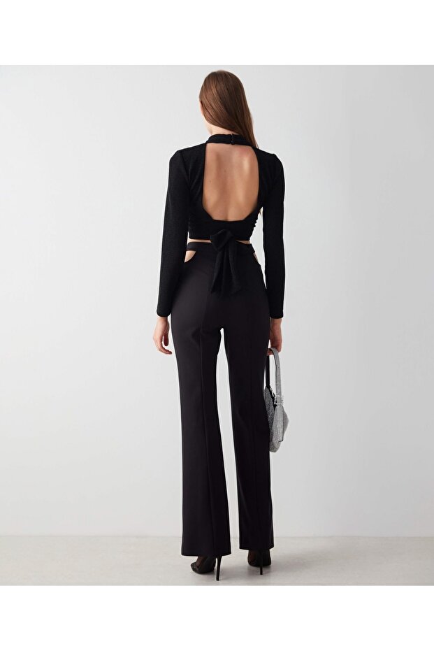 Silberne Crop-Bluse - 4