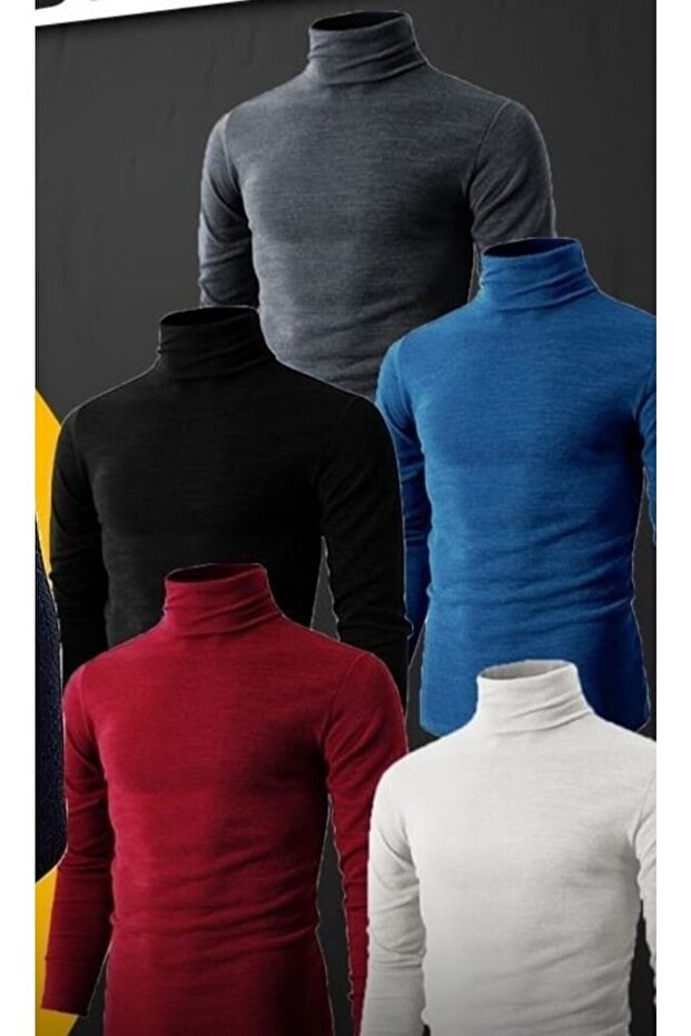 Turtleneck Lycra Men's Sweater Hujk1